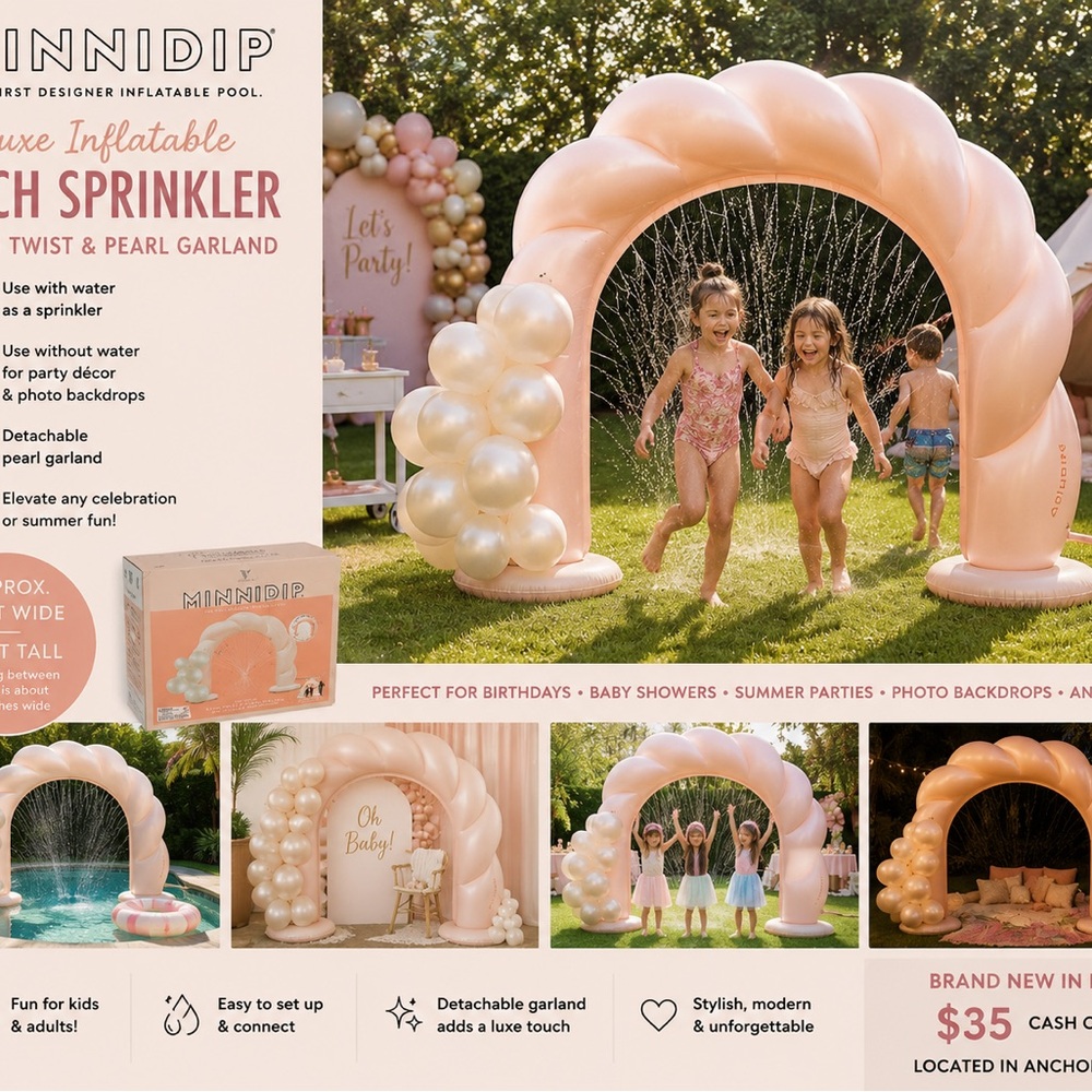 Peach Inflatable Arch with Pearl Garland - Party Backdrop
